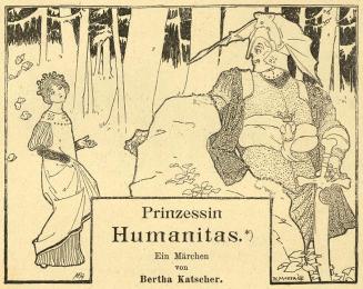 Koloman Moser, Illustration "Prinzessin Humanitas" von Bertha Katscher, 1895, Buchdruck, Blattm ...