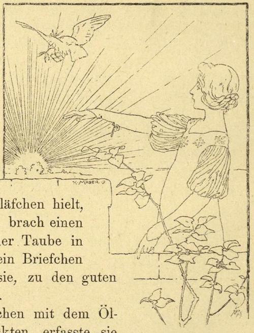 Koloman Moser, Illustration "Prinzessin Humanitas" von Bertha Katscher, 1895, Buchdruck, Blattm ...