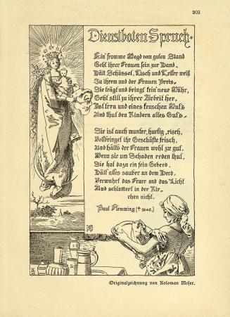 Koloman Moser, Illustration "Dienstboten-Spruch" von Paul Flemming, 1895, Buchdruck, Blattmaße: ...