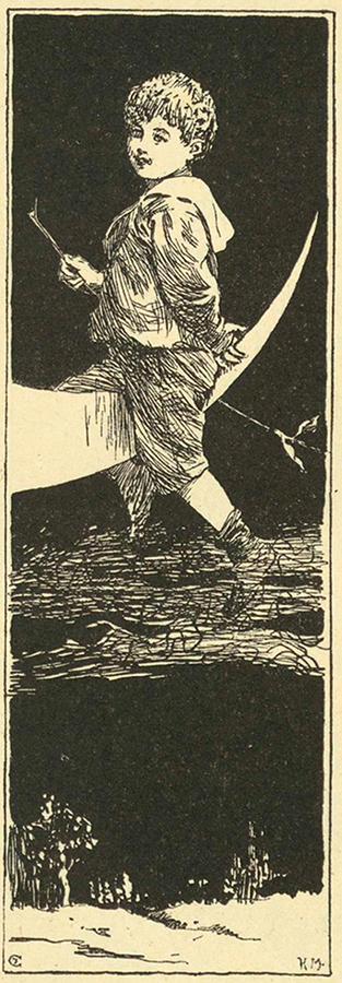 Koloman Moser, Illustration "Der Mann im Monde" von Josef Allram, 1895, Buchdruck, Blattmaße: 1 ...