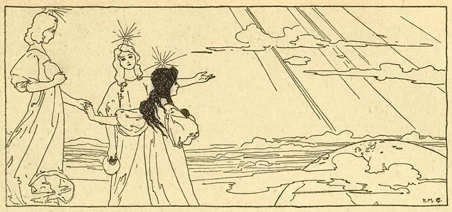 Koloman Moser, Illustration "Das Thränenkränzlein" von J. Jelem, 1895, Buchdruck, Blattmaße: 19 ...