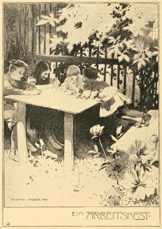 Koloman Moser, Illustration "Ein Arbeitsnest", 1896, Buchdruck, Blattmaße: 19,5 × 14 cm, Österr ...