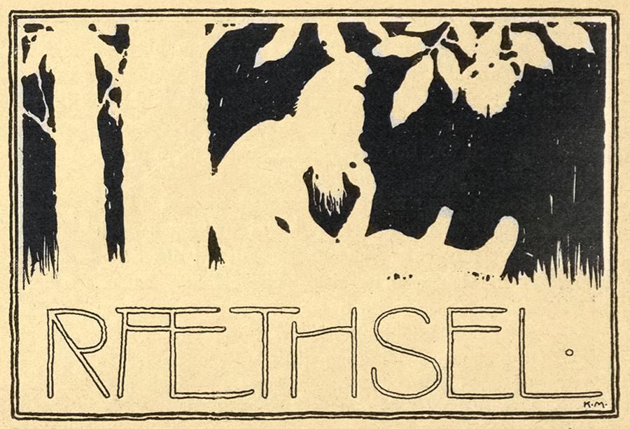 Koloman Moser, Illustration "Raethsel", 1896, Buchdruck, Blattmaße: 19,5 × 14 cm, Österreichisc ...