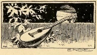 Koloman Moser, Illustration "Der Mandolinenjäger" von Karl Tetzel, 1896, Buchdruck, Blattmaße:  ...