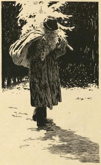 Koloman Moser, Illustration "Der Weihnachtsmann" von Hans Fraungruber, 1896, Buchdruck, Blattma ...