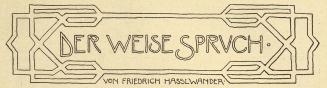 Koloman Moser, Illustration "Der weise Spruch" von Friedrich Hasslwander, 1897, Buchdruck, Blat ...