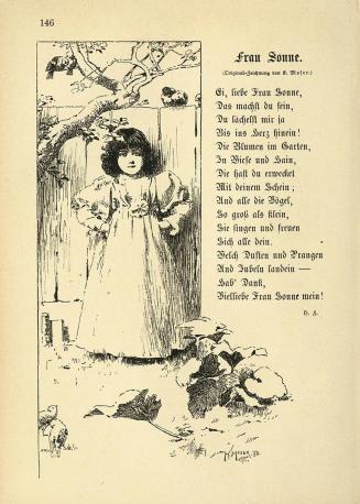 Koloman Moser, Illustration "Frau Sonne", 1897, Buchdruck, Blattmaße: 19,5 × 14 cm, Österreichi ...