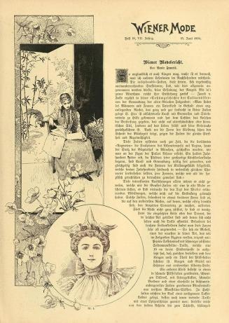 Koloman Moser, Illustration "Wiener Modebericht" von Renée Francis, 1894, Buchdruck, Blattmaße: ...