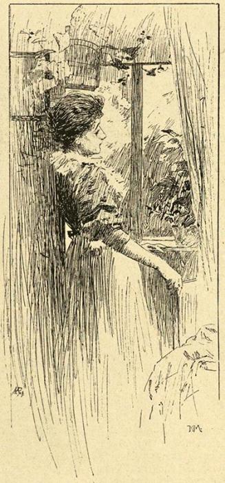 Koloman Moser, Illustration "Erste Liebe" von Marco Brociner, 1894, Buchdruck, Blattmaße: 31,2  ...