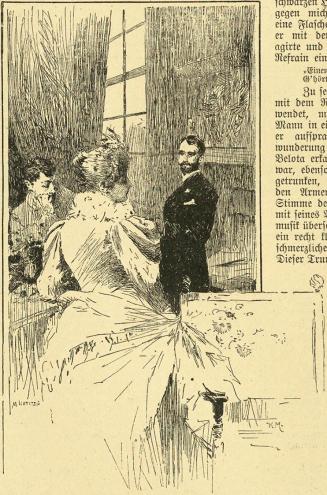 Koloman Moser, Illustration "Erste Liebe" von Marco Brociner, 1894, Buchdruck, Blattmaße: 31,2  ...