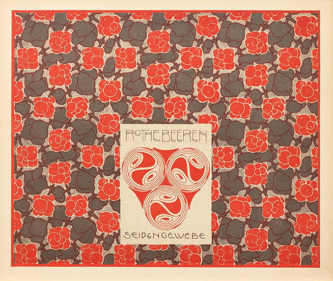 Koloman Moser, Seidengewebe Rothebeeren, 1901, Farblithografie, Blattmaße: 24,7 × 29,7 cm, Wien ...