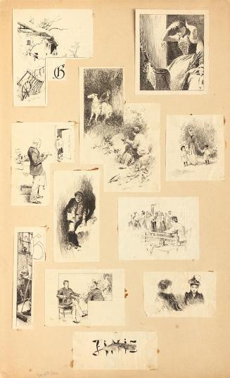 Koloman Moser, Probedrucke für Illustrationen, um 1895, Buchdruck, kaschiert auf Karton, Wien M ...