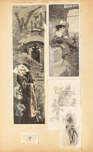 Koloman Moser, Probedrucke für Illustrationen, um 1895, Buchdruck, kaschiert auf Karton, Blattm ...