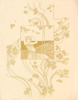 Koloman Moser, Weibliche Allegorie, um 1900, Farblithografie mit Goldfarbe, Blattmaße: 34 × 26, ...