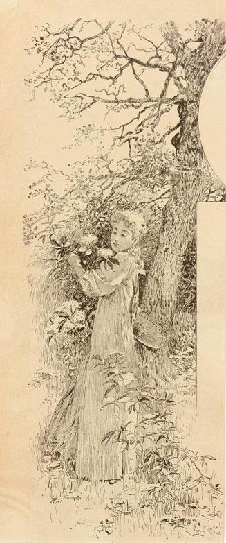Koloman Moser, Probedruck für eine Illustration, um 1895, Buchdruck, kaschiert auf Karton, Blat ...