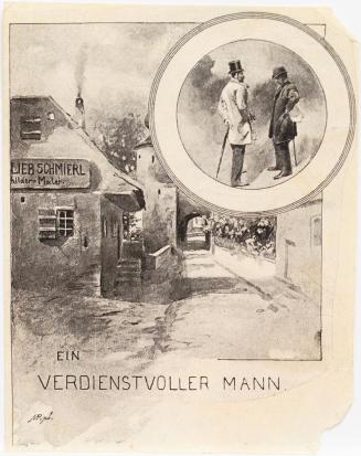 Koloman Moser, Probedruck zur Illustration „Ein verdienstvoller Mann“, um 1893, Buchdruck, Blat ...