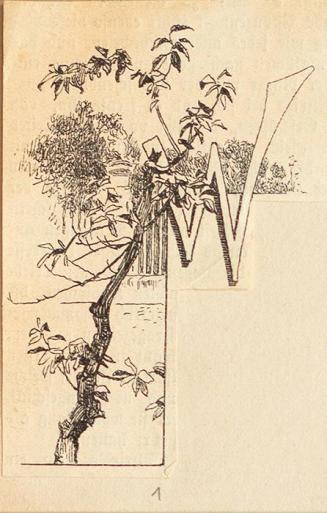 Koloman Moser, Probedruck für eine Initiale "W", vor 1900, Buchdruck, kaschiert auf Karton, Bla ...
