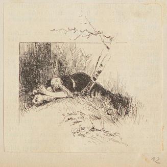 Koloman Moser, Probedruck für eine Illustration, um 1895, Buchdruck auf Papier, kaschiert auf K ...