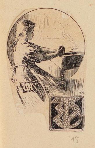 Koloman Moser, Probedruck Illustration "Tischgebet" von Hans Fraungruber, 1897, Klischee auf Tr ...