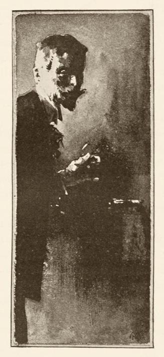 Koloman Moser, Illustration "Der Barthobel", 1896, Buchdruck, Blattmaße: 13,5 × 8,5 cm, Wien Mu ...