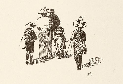 Koloman Moser, Illustration "Ausflügler", 1896, Buchdruck, Blattmaße: 13,5 × 8,5 cm, Wien Museu ...
