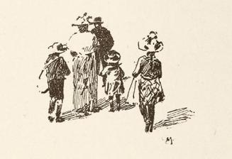 Koloman Moser, Illustration "Ausflügler", 1896, Buchdruck, Blattmaße: 13,5 × 8,5 cm, Wien Museu ...