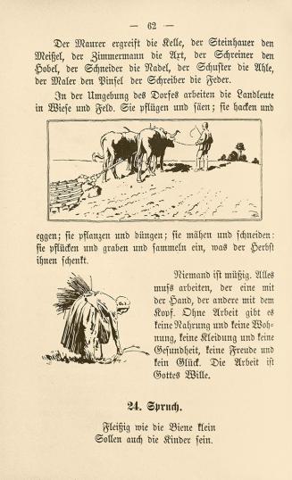 Koloman Moser, Illustrationen "Die Beschäftigung der Menschen", 1899, Buchdruck, Blattmaße: 20  ...