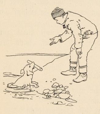 Koloman Moser, Illustrationen "Knabe und Hündchen", 1899, Buchdruck, Blattmaße: 20 × 13 cm, Wie ...