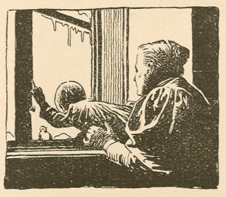 Koloman Moser, Illustration "Vogel am Fenster", 1899, Buchdruck, Blattmaße: 20 × 13 cm, Wien Mu ...