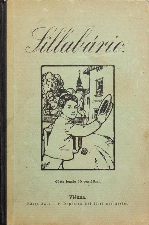 Koloman Moser, "Sillabário per le Scuòle popolari austriache" von Guisèppe Dèfant, 1901, Buchdr ...