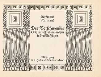 Koloman Moser, Titelblatt, 1915, Buchdruck, Blattmaße: 24,3 × 32 cm, Wien Museum, Inv.-Nr. 116. ...