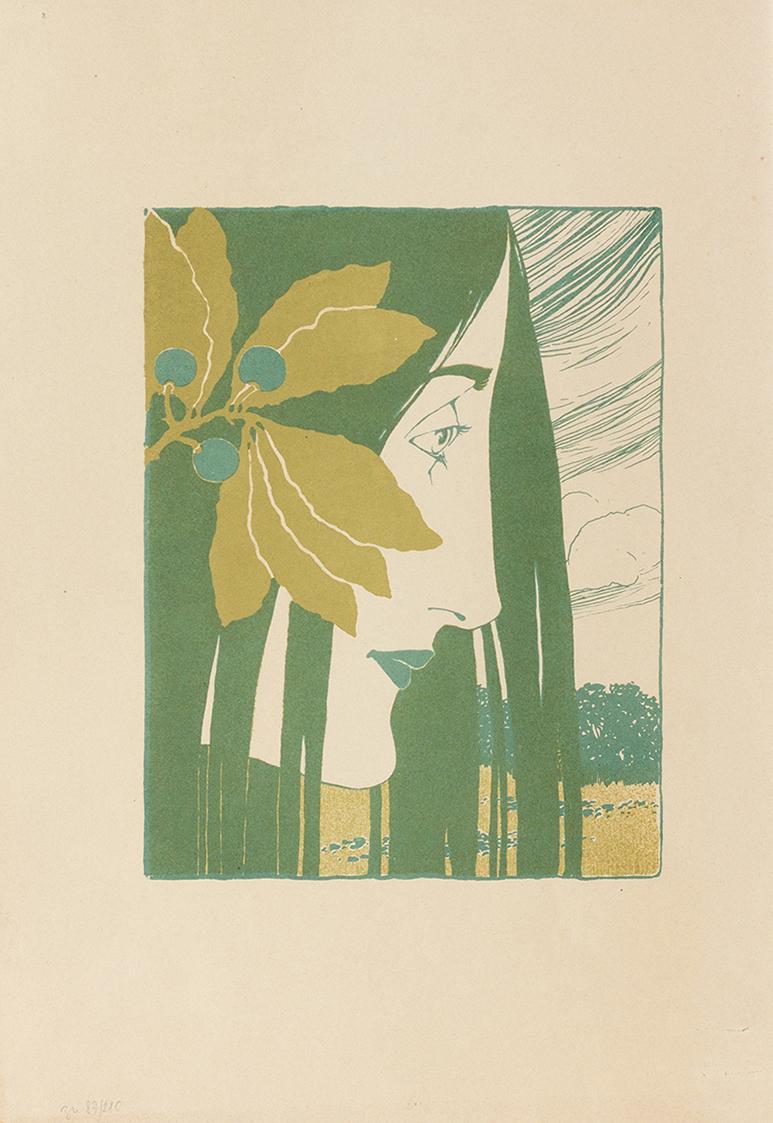 Koloman Moser, Probedruck Ein decorativer Fleck in "Roth und Grün", 1898, Farblithografie mit G ...