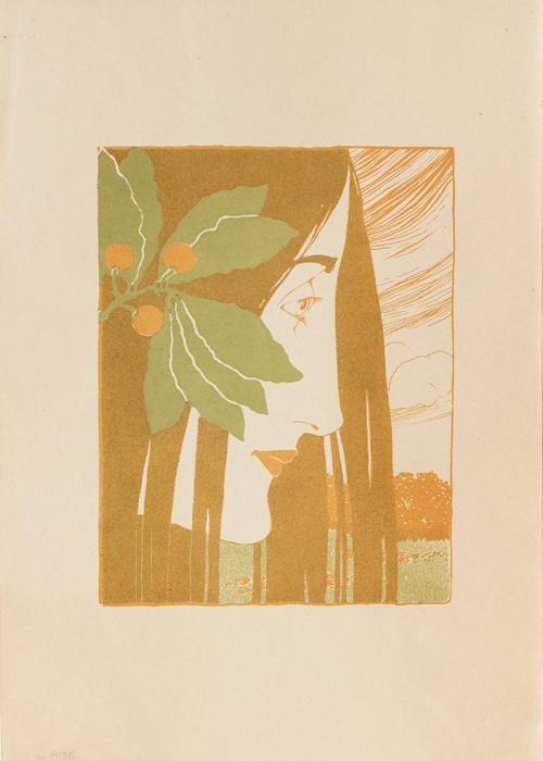 Koloman Moser, Probedruck Ein decorativer Fleck in "Roth und Grün", 1898, Farblithografie, Blat ...