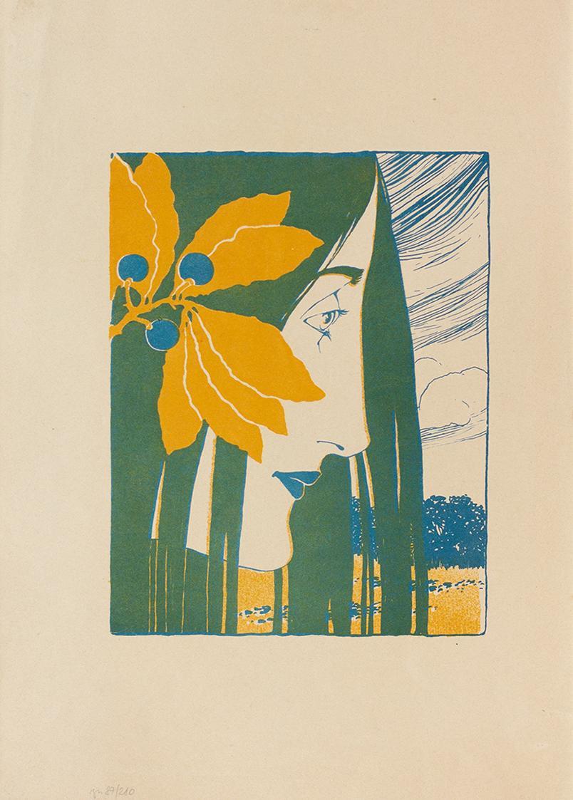 Koloman Moser, Probedruck Ein decorativer Fleck in "Roth und Grün", 1898, Farblithografie, Blat ...