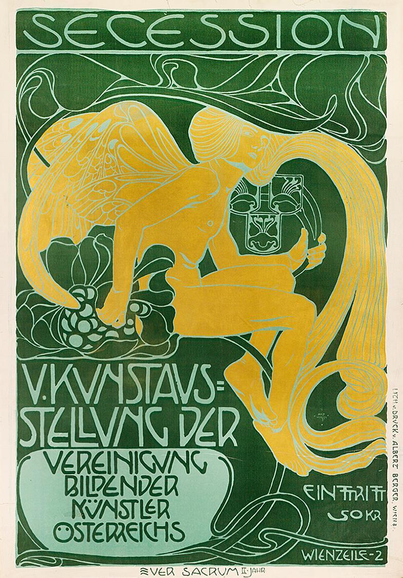 Koloman Moser, Plakat "V. Kunstausstellung der Vereinigung bildender Künstler Österreichs Seces ...