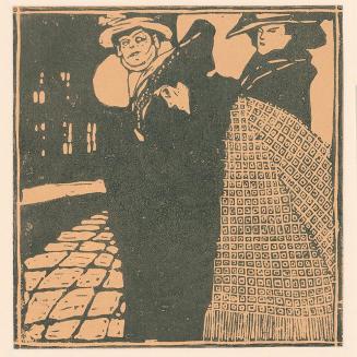 Koloman Moser, Probedruck Drei Frauen an einer Straßenecke, 1903, Farbholzschnitt, Blattmaße: 1 ...
