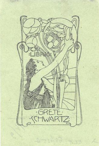 Koloman Moser, Exlibris Grete Schwartz, 1900, Klischee, Blattmaße: 10,7 × 7,3 cm, Iparművészeti ...