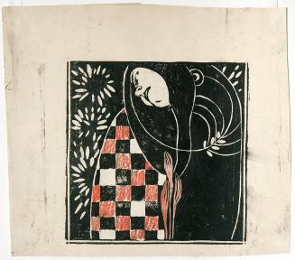 Koloman Moser, Probedruck für eine Illustration, um 1903, Holzschnitt und Pastell auf Papier, B ...