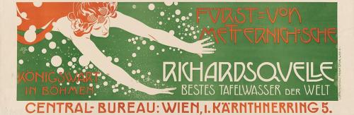 Koloman Moser, Plakat "Richardsquelle", 1899, Farblithografie, Blattmaße: 31 × 94,5 cm, Sammlun ...