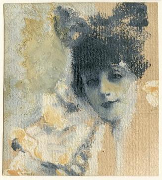 Koloman Moser, Porträtstudie einer jungen Frau, um 1895, Öl auf Papier, 10,1 × 9,7 cm, MAK - Ös ...
