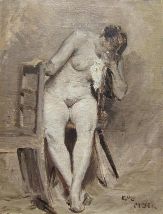 Koloman Moser, Weiblicher Akt im Atelier, 1892, Öl auf Leinwand, 24,7 × 19 cm, Privatbesitz, Ös ...