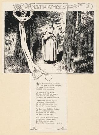 Koloman Moser, IIlustration "Nachklänge" von A. E. T., 1898, Strichätzung, kaschiert auf Karton ...