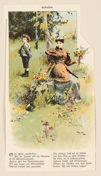 Koloman Moser, Probedruck zur Illustration "Gedenken", 1896, Strichätzung, kaschiert auf Karton ...