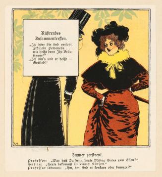 Koloman Moser, Probedruck zur Illustration "Rührendes Zusammentreffen", 1897, Strichätzung, kas ...