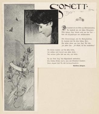 Koloman Moser, Probedruck zur Illustration "Sonett" von Christian Flüggen, 1897, Autotypie, kas ...