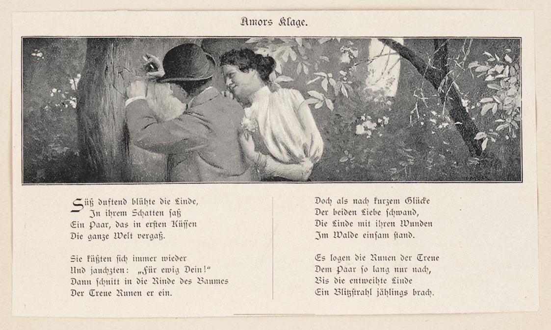 Koloman Moser, Probedruck zur Illustration "Amors Klage", 1895/1898, Autotypie, kaschiert auf K ...