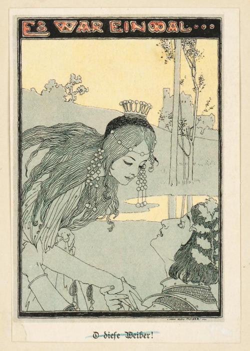 Koloman Moser, Probedruck zur Illustration "Es war einmal" von F. N., 1895, Klischee, kaschiert ...