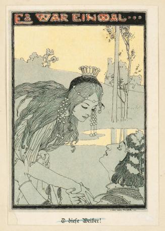 Koloman Moser, Probedruck zur Illustration "Es war einmal" von F. N., 1895, Klischee, kaschiert ...