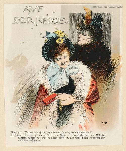 Koloman Moser, Probedruck zum Titelblatt "Meggendorfers Humoristische Blätter", 1894, Strichätz ...