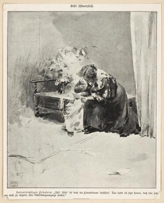 Koloman Moser, Probedruck zur Illustration "Sehr schmerzlich", 1896, Klischee, kaschiert auf Ka ...